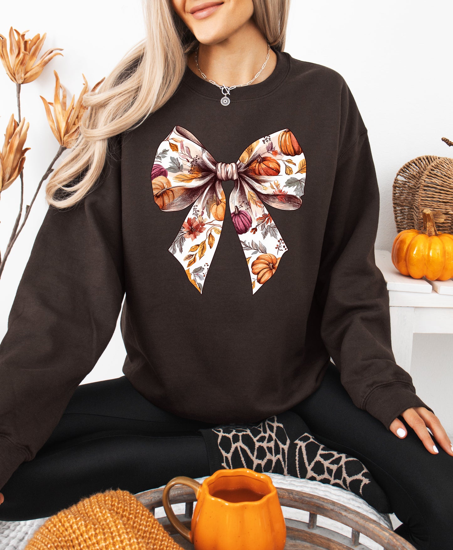 Autumn Coquette Bow Crewneck Sweatshirt