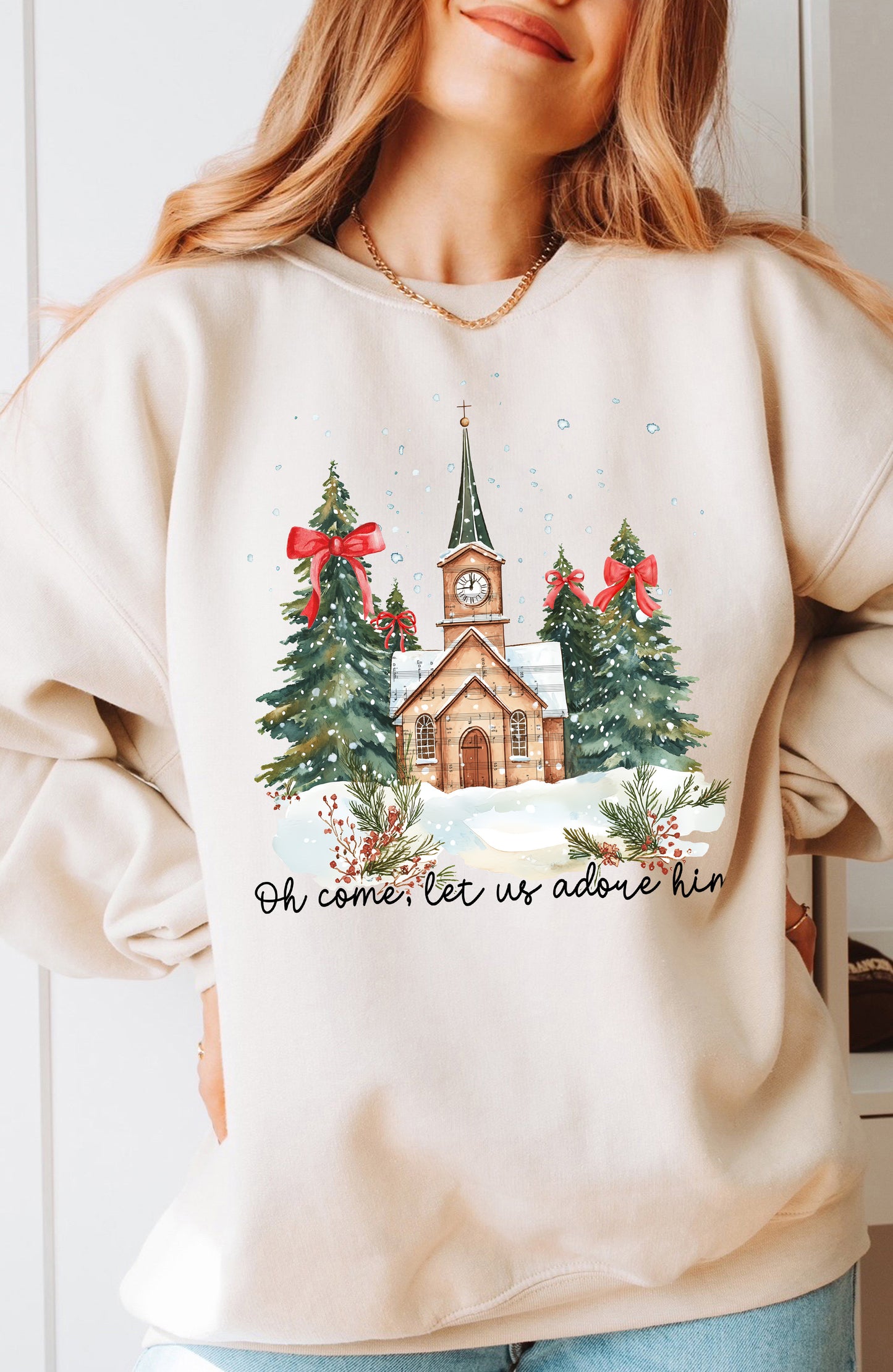 "Oh Come Let Us Adore Him" Crewneck Sweatshirt