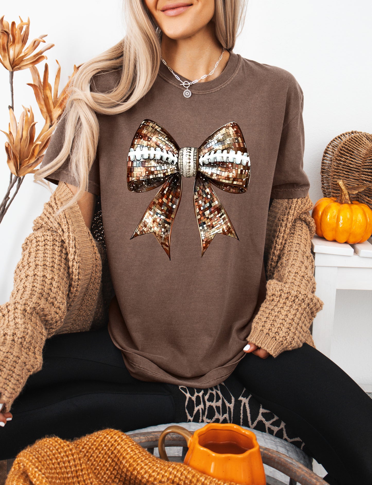 Disco Football Bow T-Shirt