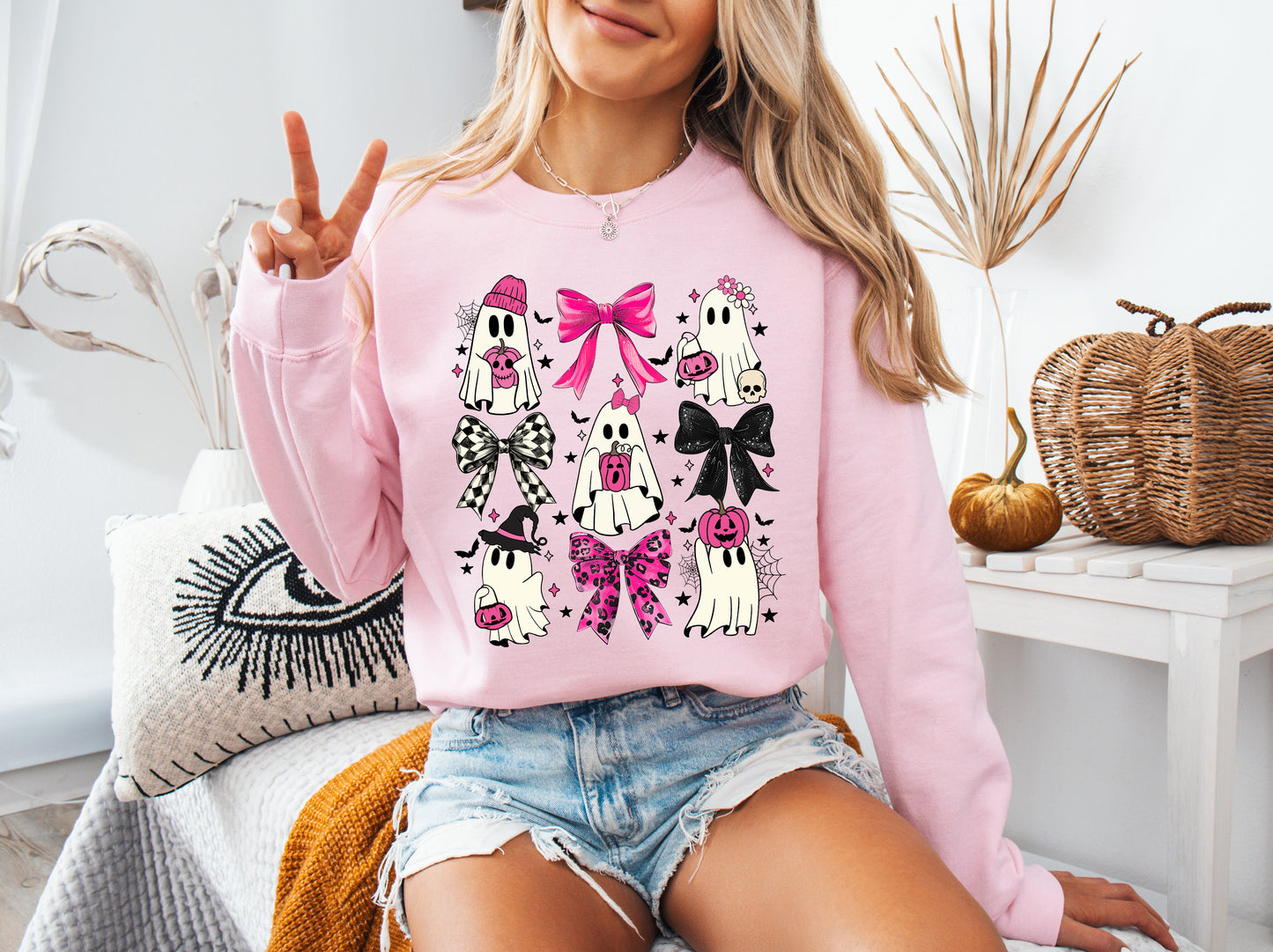 Pink Coquette Ghosts Crewneck Sweatshirt