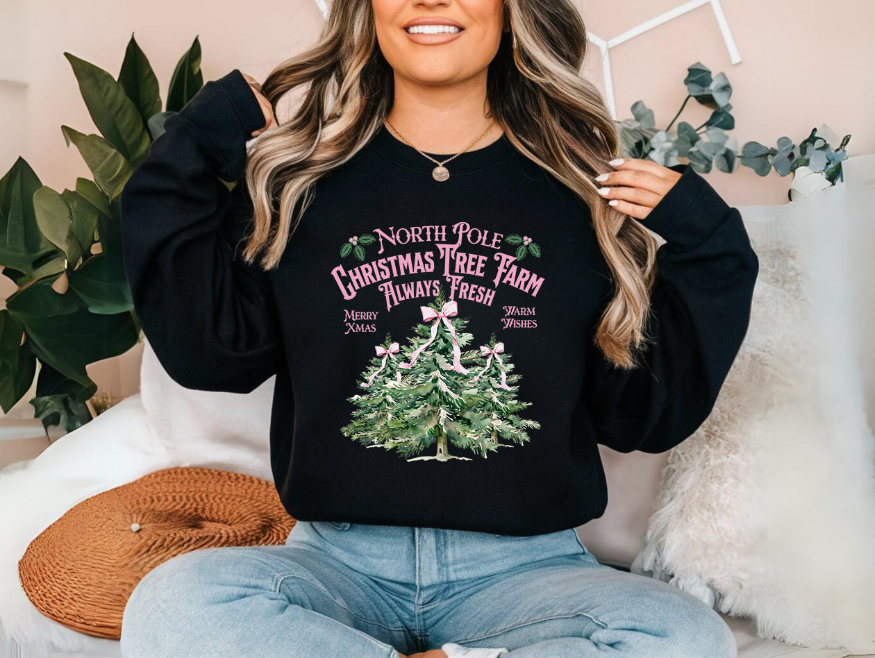 North Pole Christmas Tree Farm Crewneck Sweatshirt