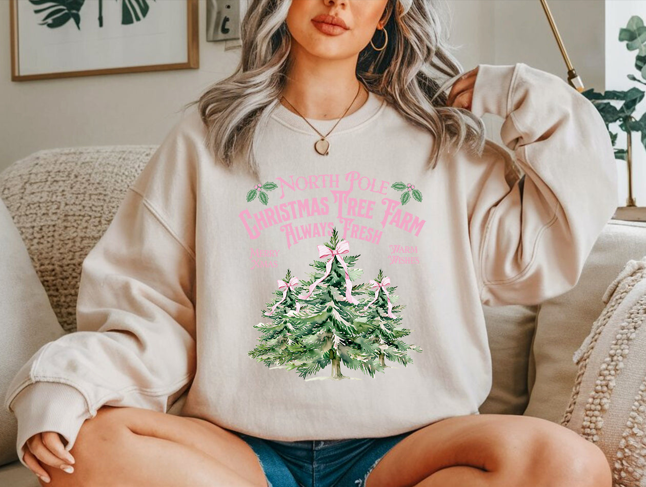 North Pole Christmas Tree Farm Crewneck Sweatshirt