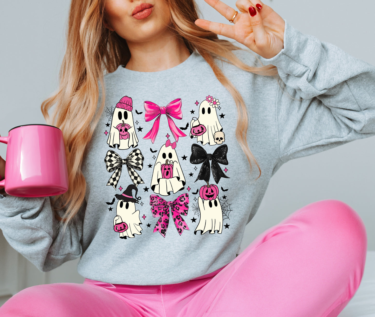 Pink Coquette Ghosts Crewneck Sweatshirt