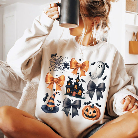 Halloween Coquette Bow Crewneck Sweatshirt